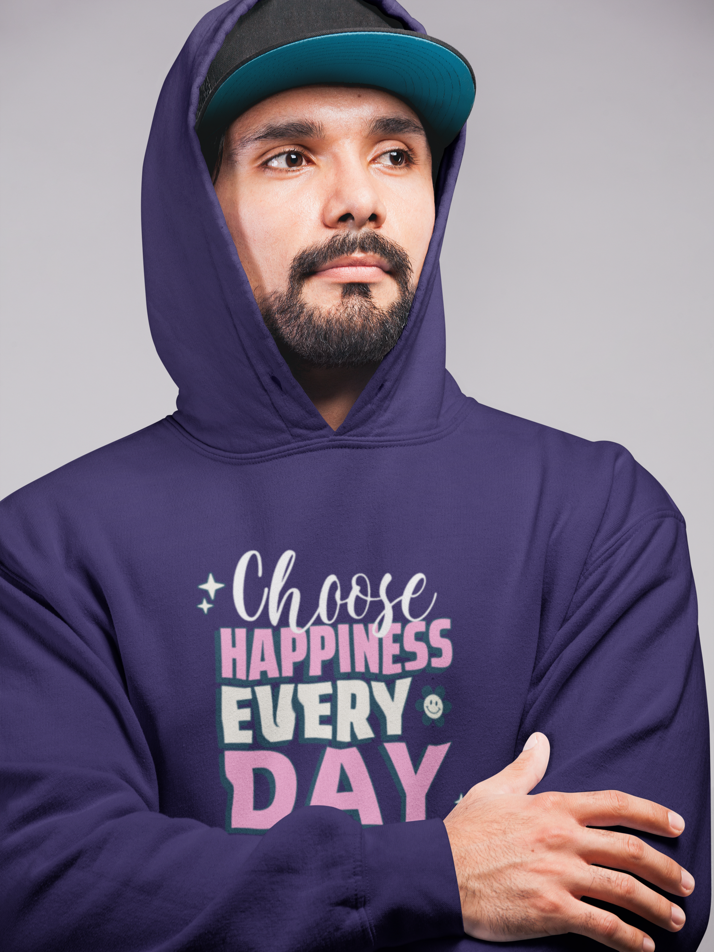 Choose Happiness Every day Blue Men's Hoodie