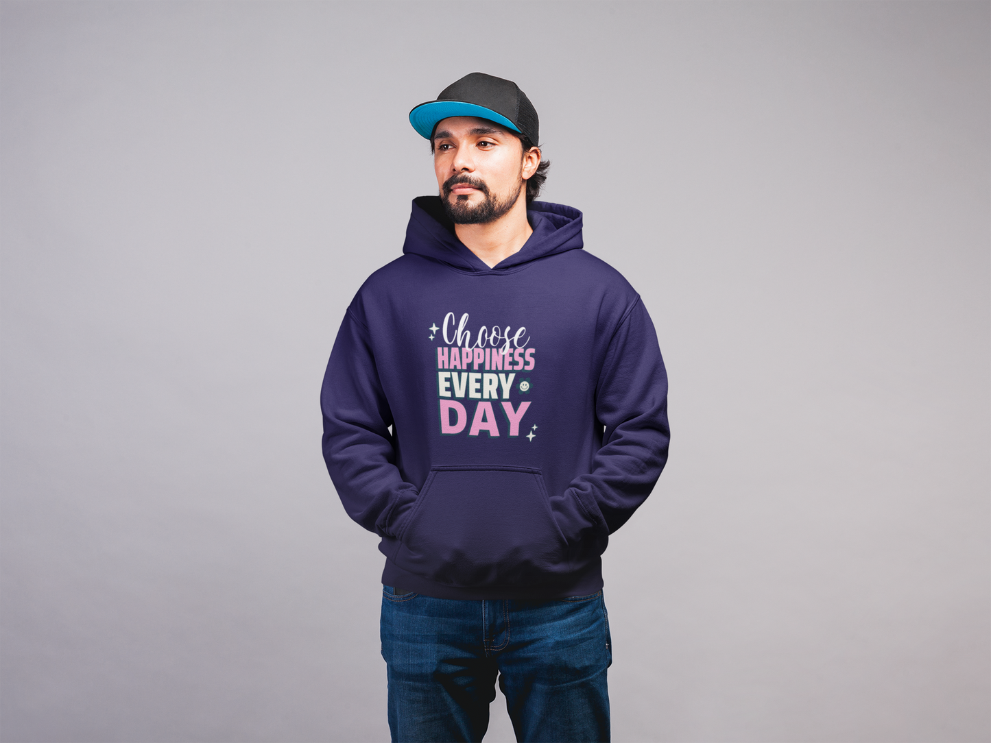 Choose Happiness Every day Blue Men's Hoodie