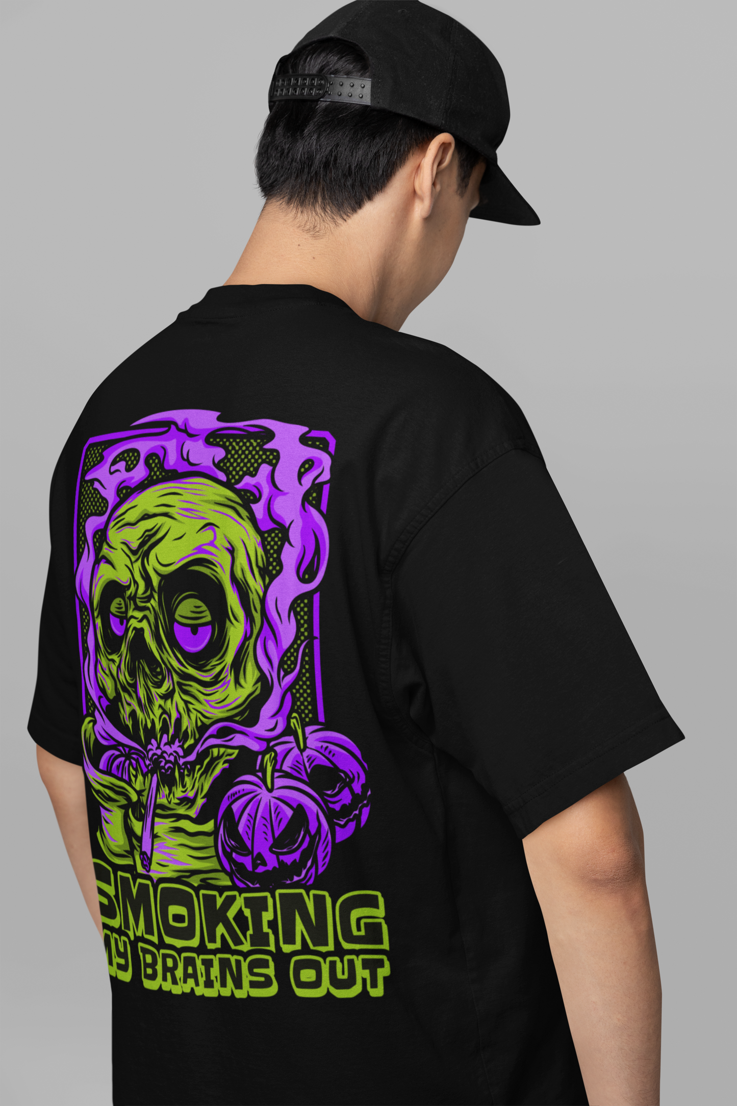 Smoking My Brains Out Black Oversized T-Shirt