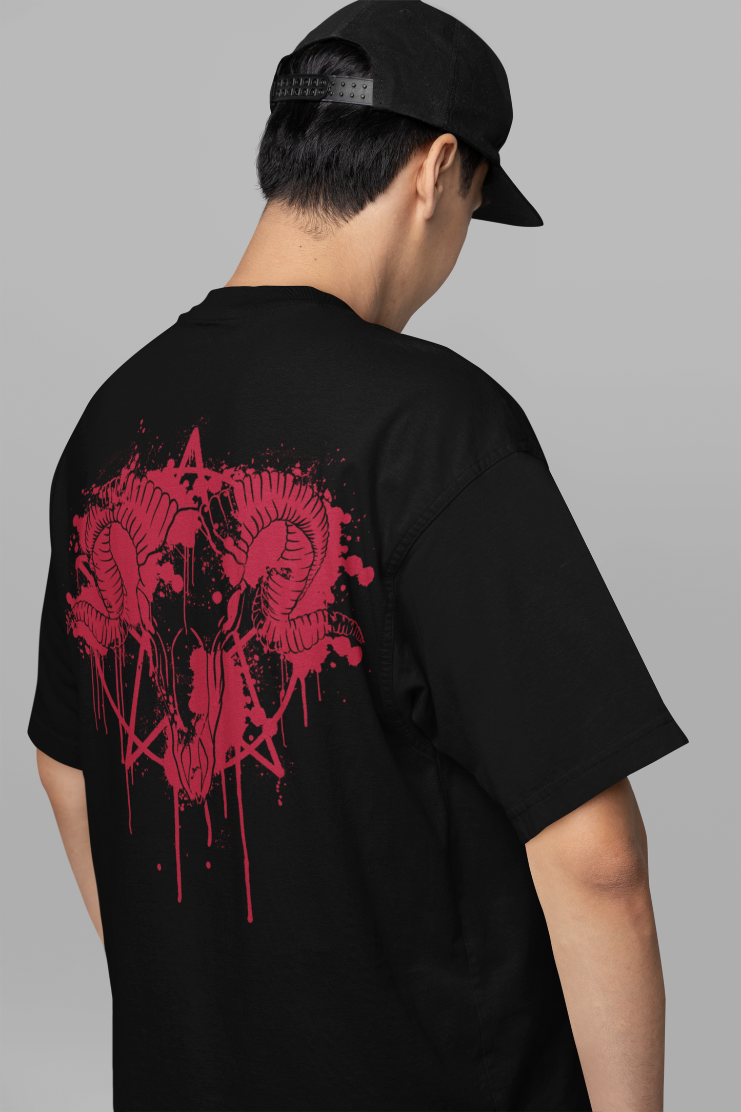 Goat Face Black Oversized T-Shirt