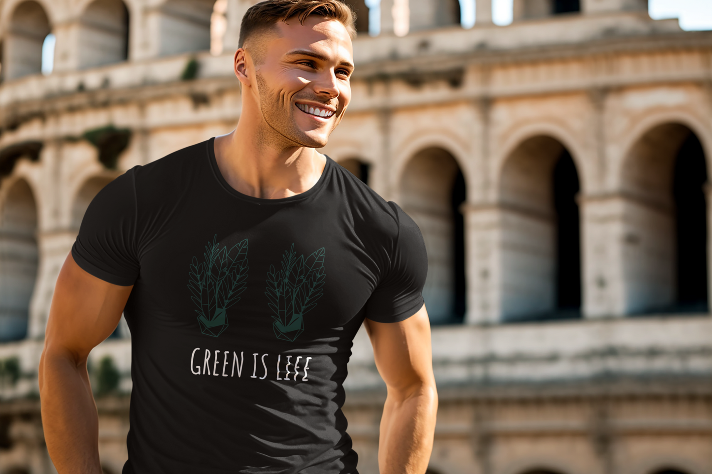 Black GREEN IS LIFE Style Regular T-Shirt