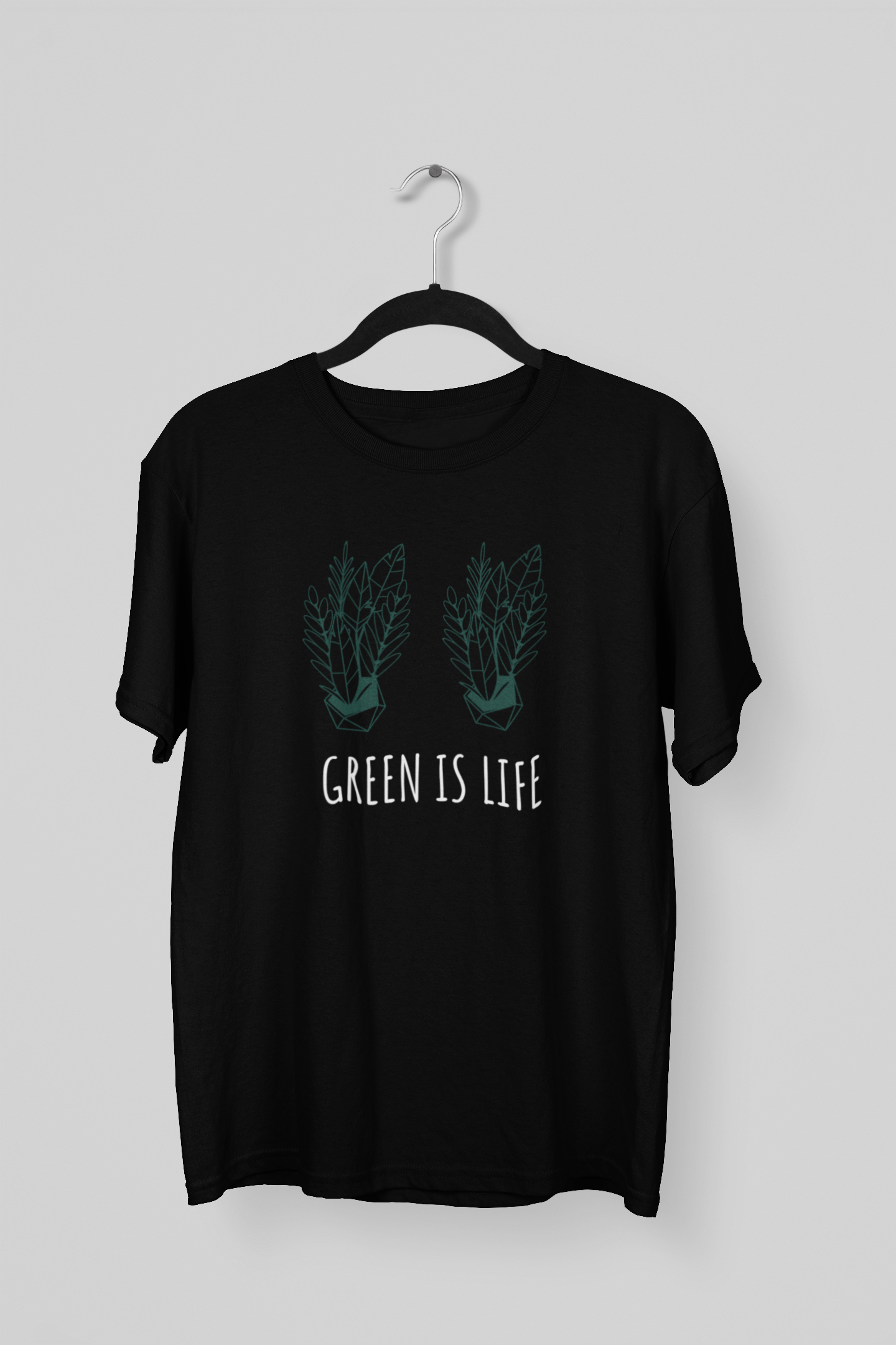 Black GREEN IS LIFE Style Regular T-Shirt