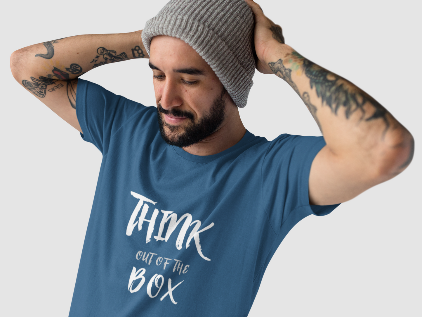 Think Out Of The Box Navy Blue Regular T-Shirt