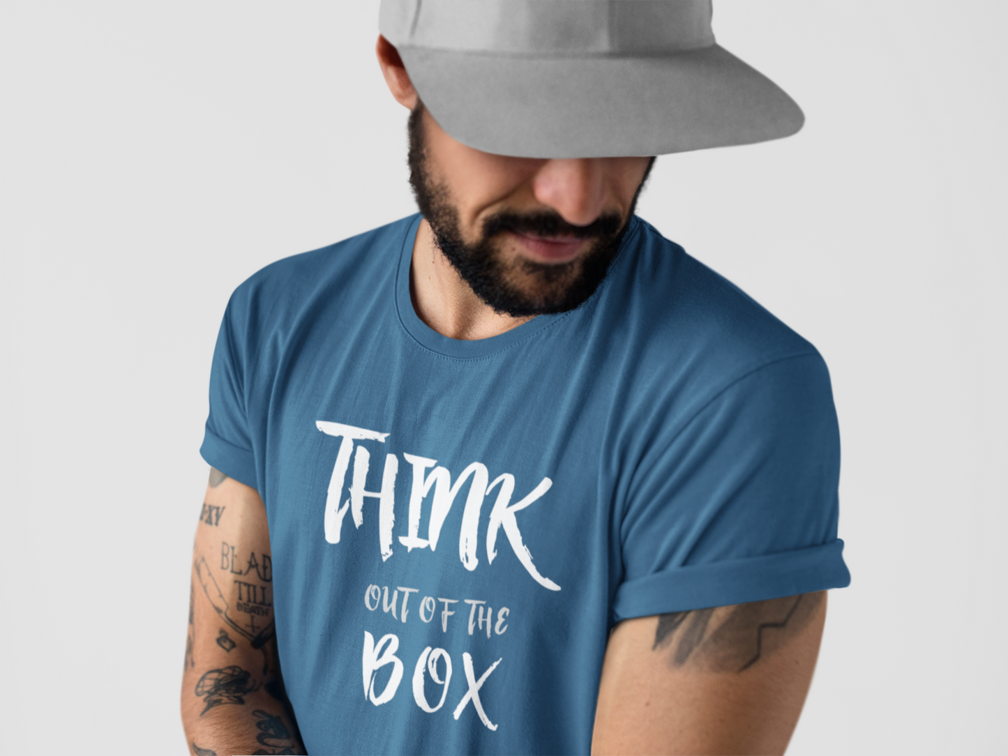 Think Out Of The Box Navy Blue Regular T-Shirt
