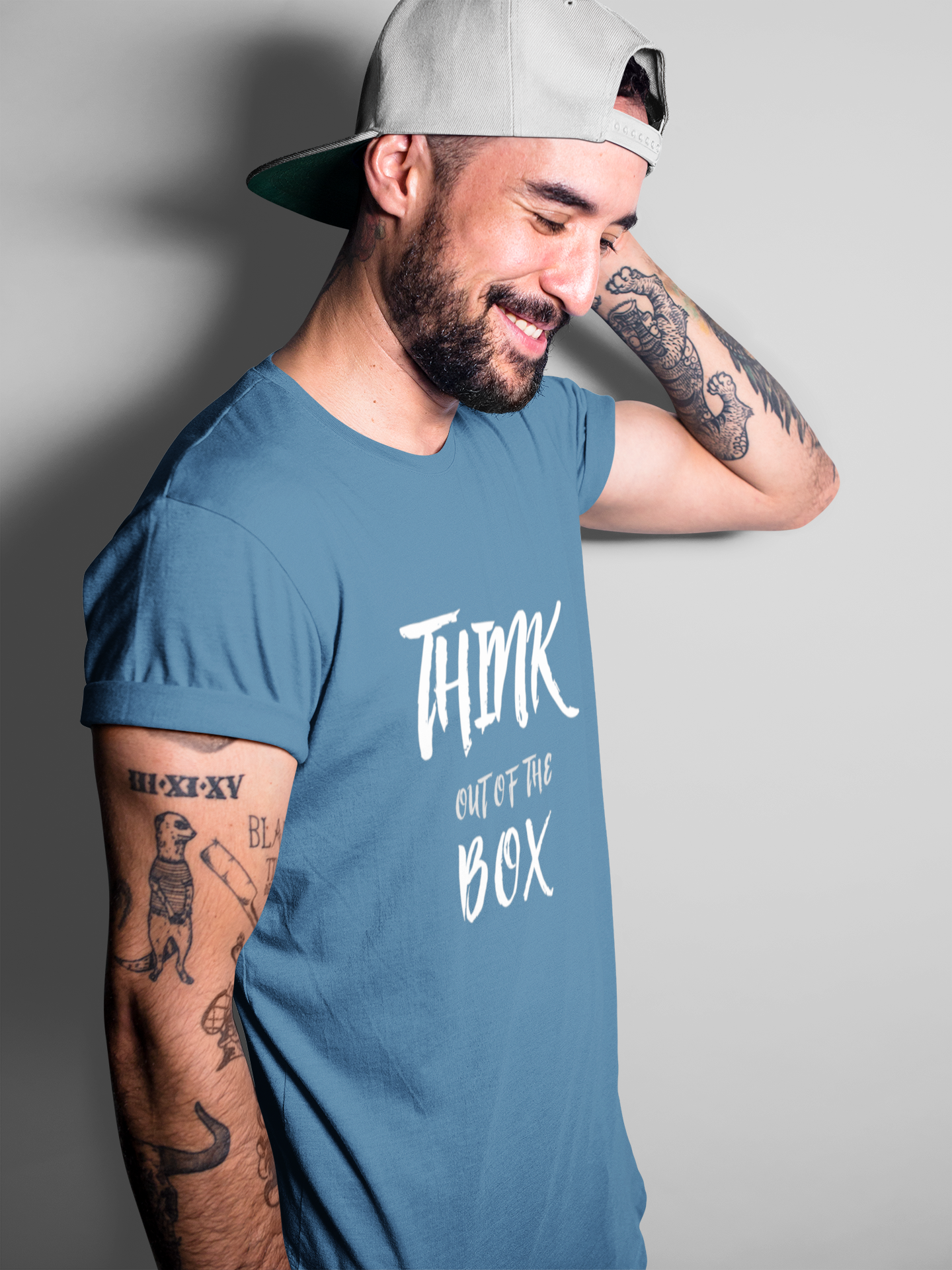 Think Out Of The Box Navy Blue Regular T-Shirt