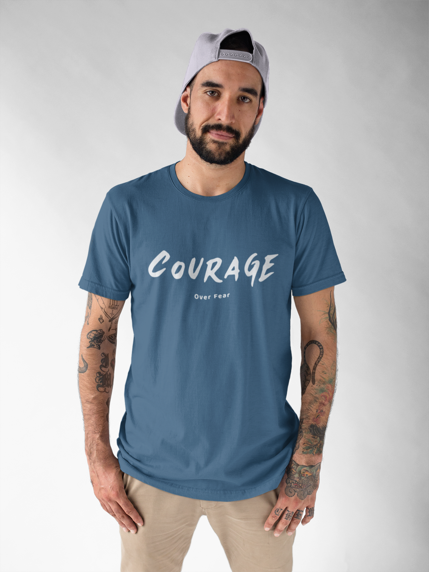 Courage-Over-Fear-Navy-Blue-Regular-T-Shirt