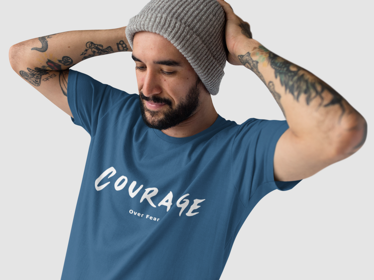 Courage Over Fear Navy Blue Regular T-Shirt