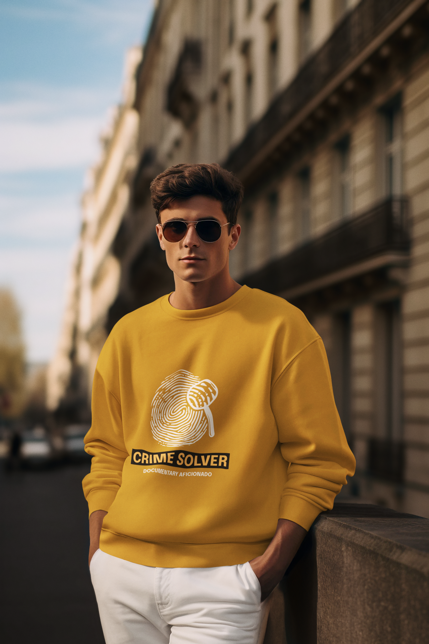 Crime Solver Men's Mustard Yellow Sweatshirt