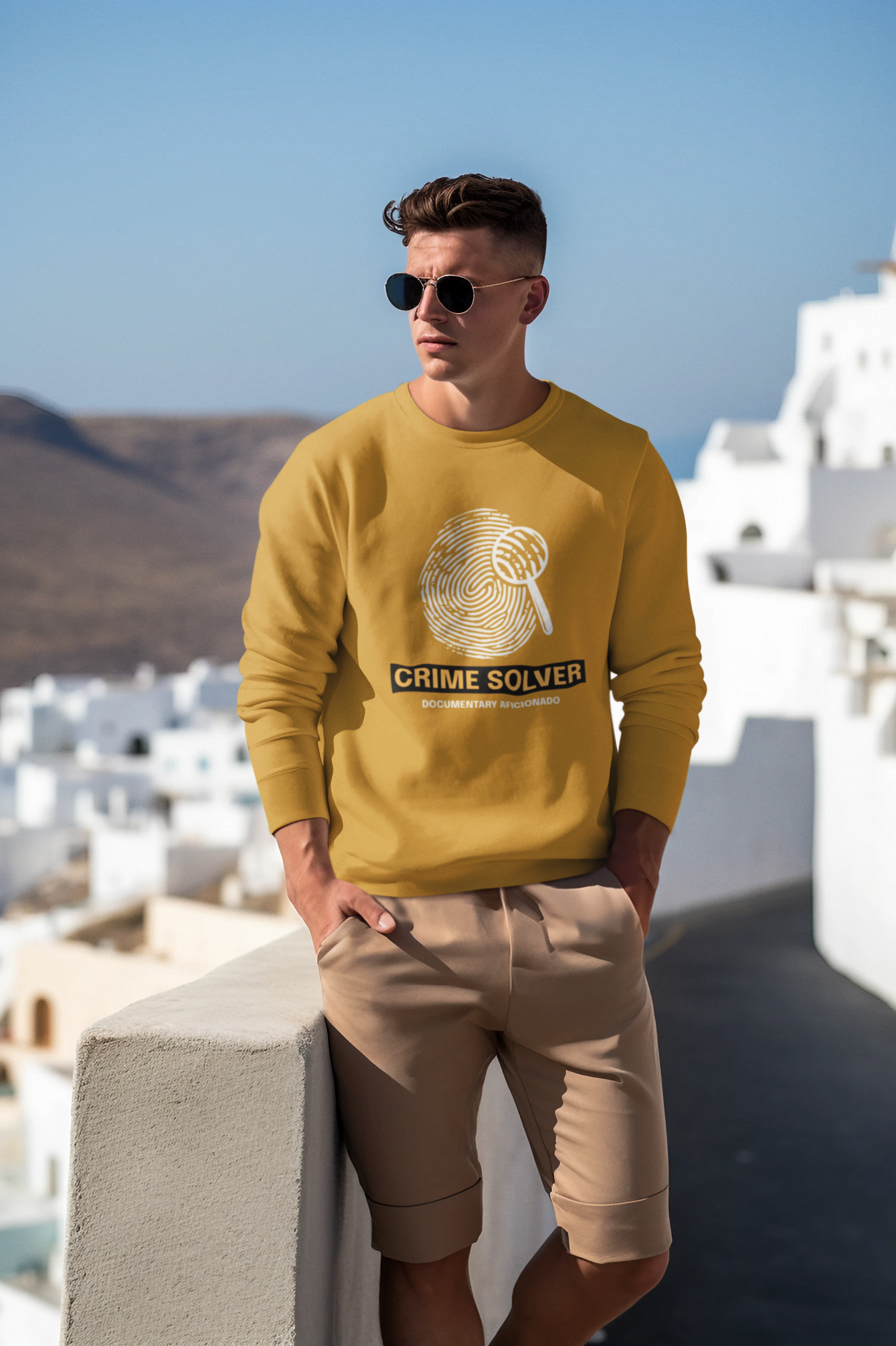 Crime Solver Men's Mustard Yellow Sweatshirt