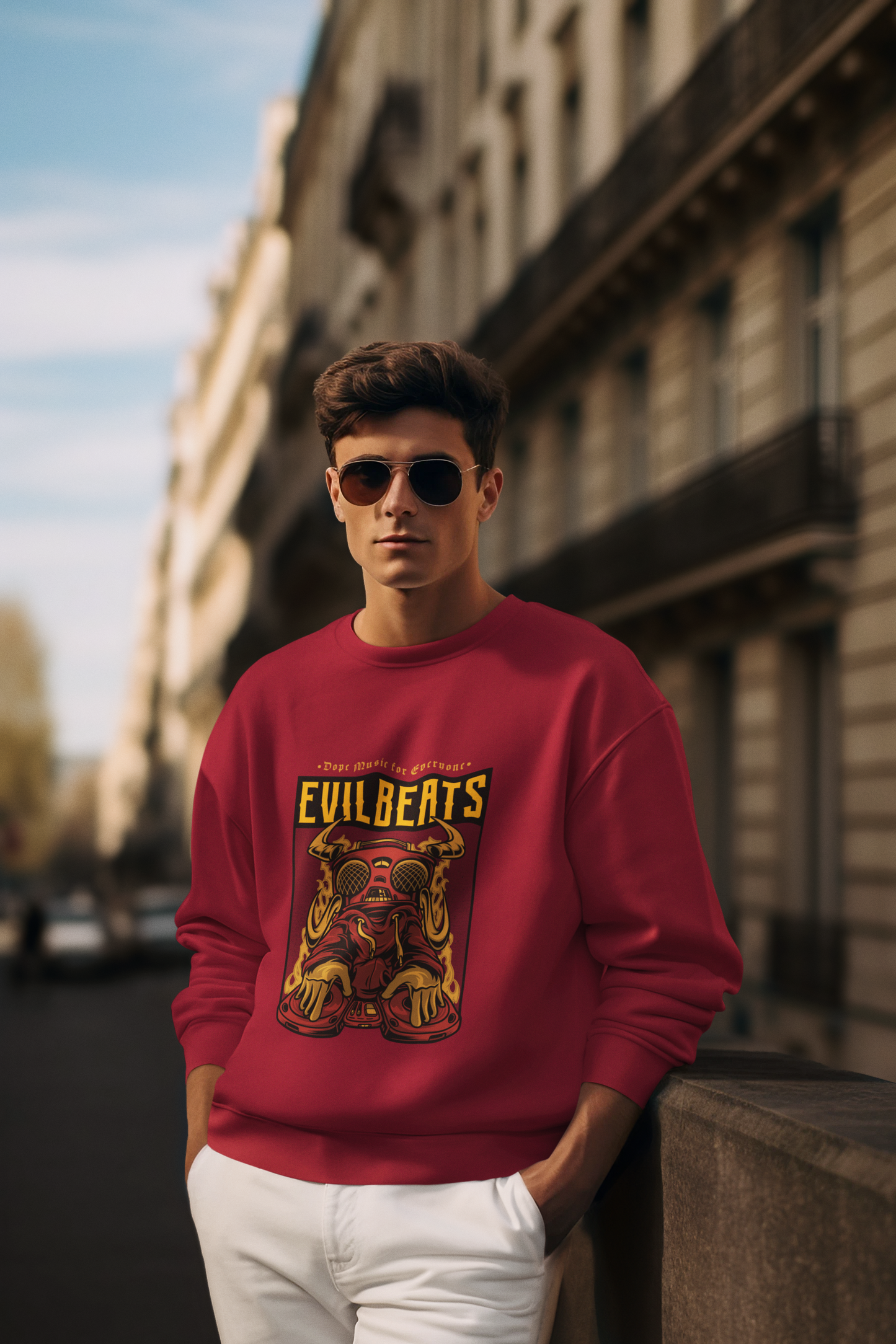 Evil Beat Men's Red Sweatshirt