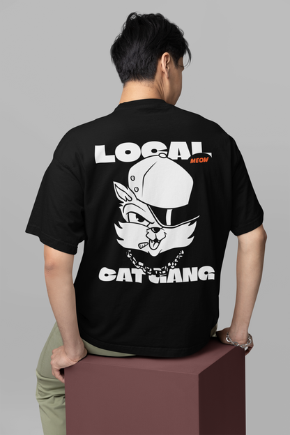 Black Local Cat Gang Oversized T-Shirt