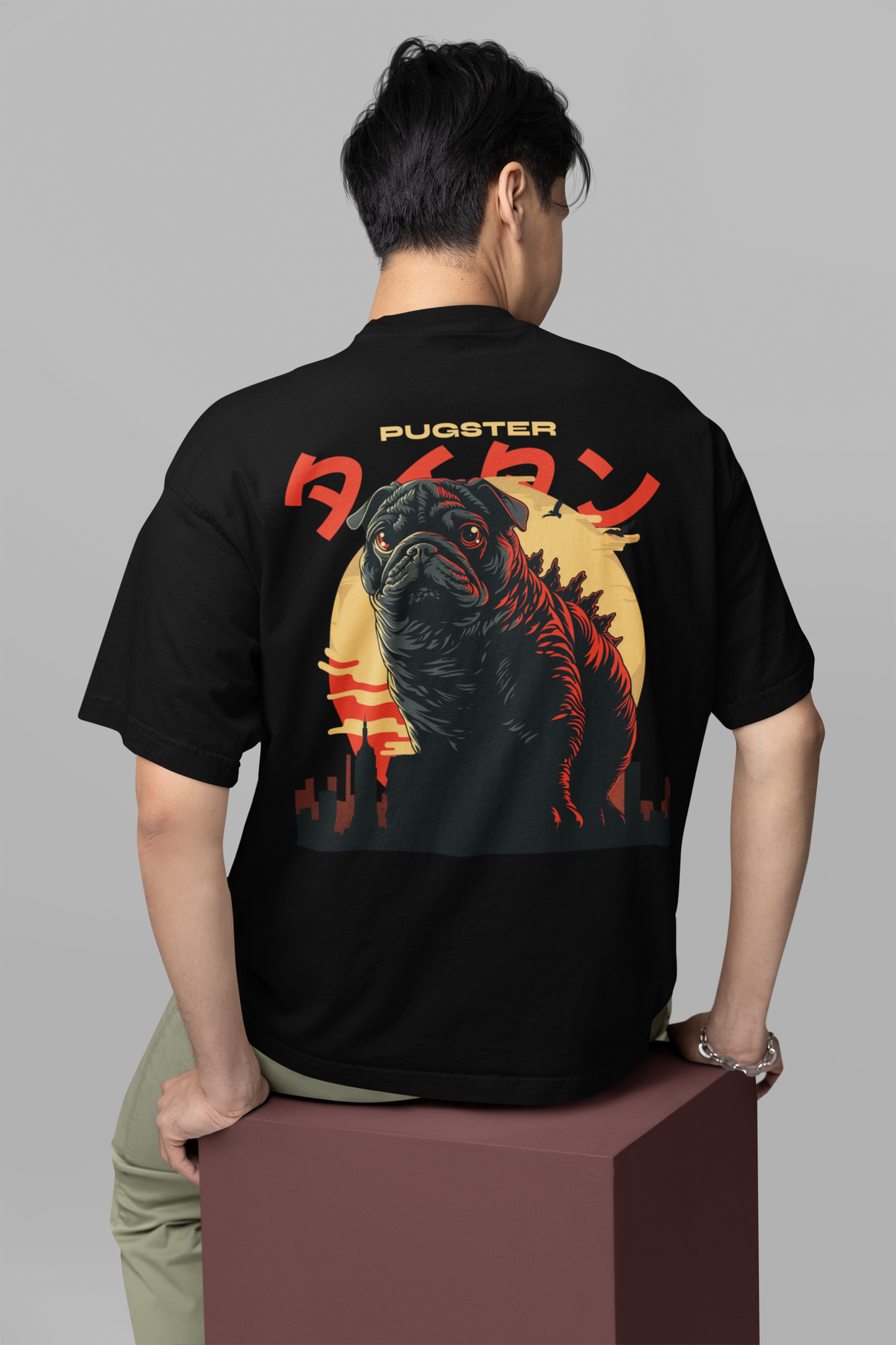 Black Pugster Oversized T-Shirt