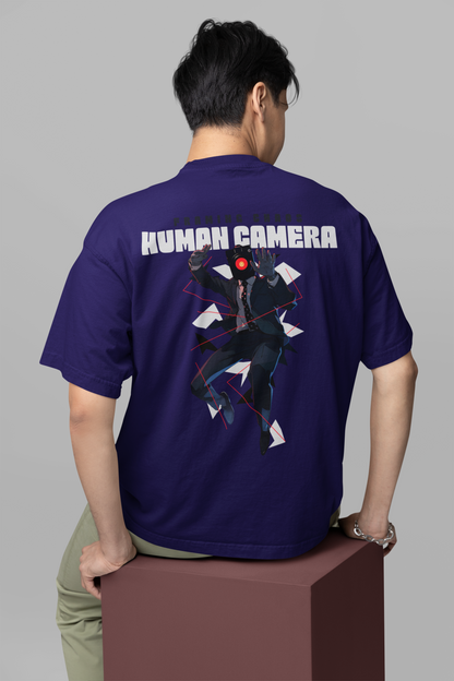 Blue Human Camera Oversized T-Shirt