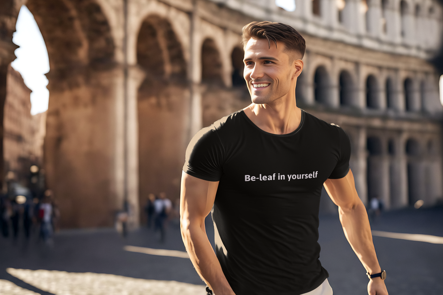 Black-be leafe-life-style-regular-t-shirt