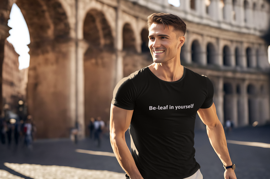 Black-be leafe-life-style-regular-t-shirt