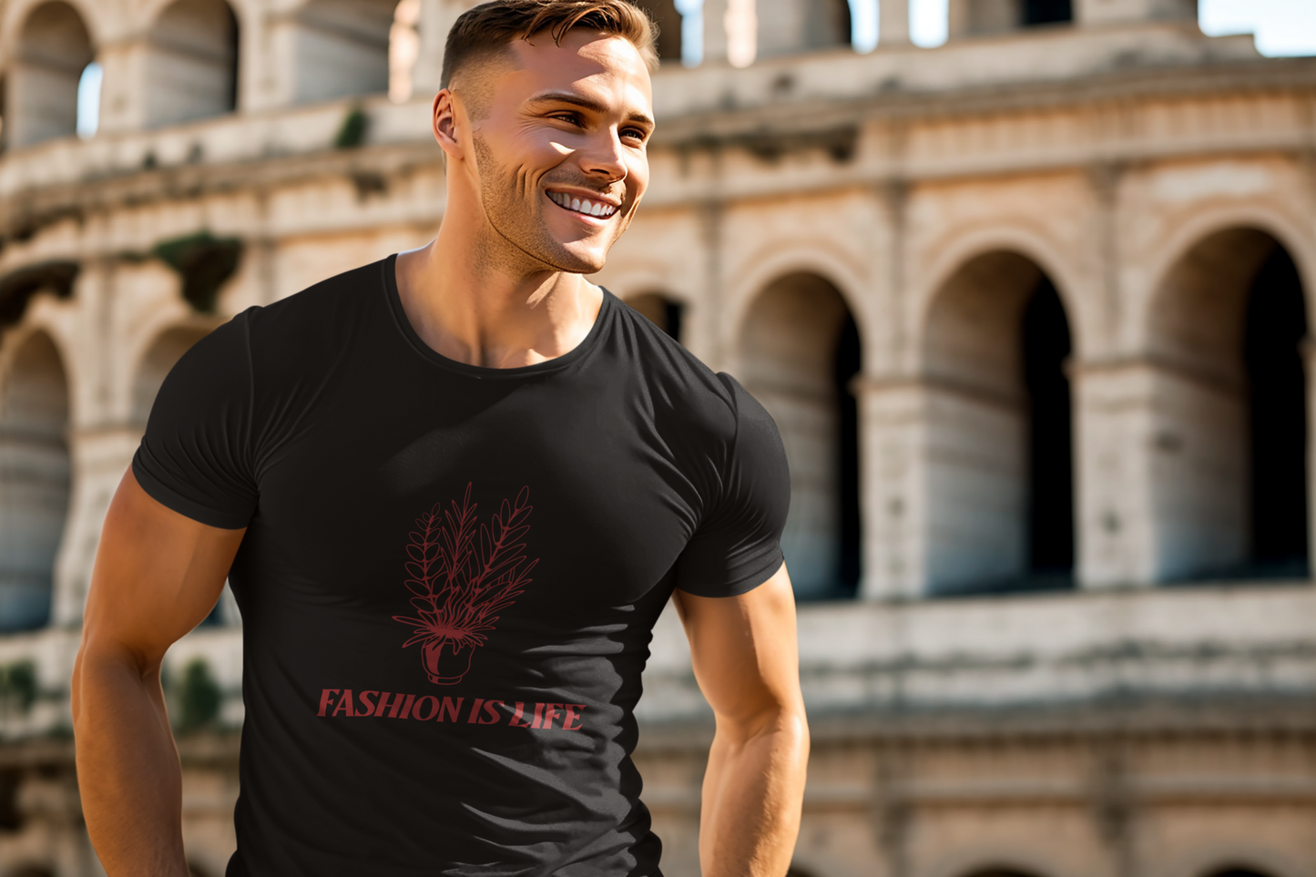 Black FASHION IS Life Style Regular T-Shirt