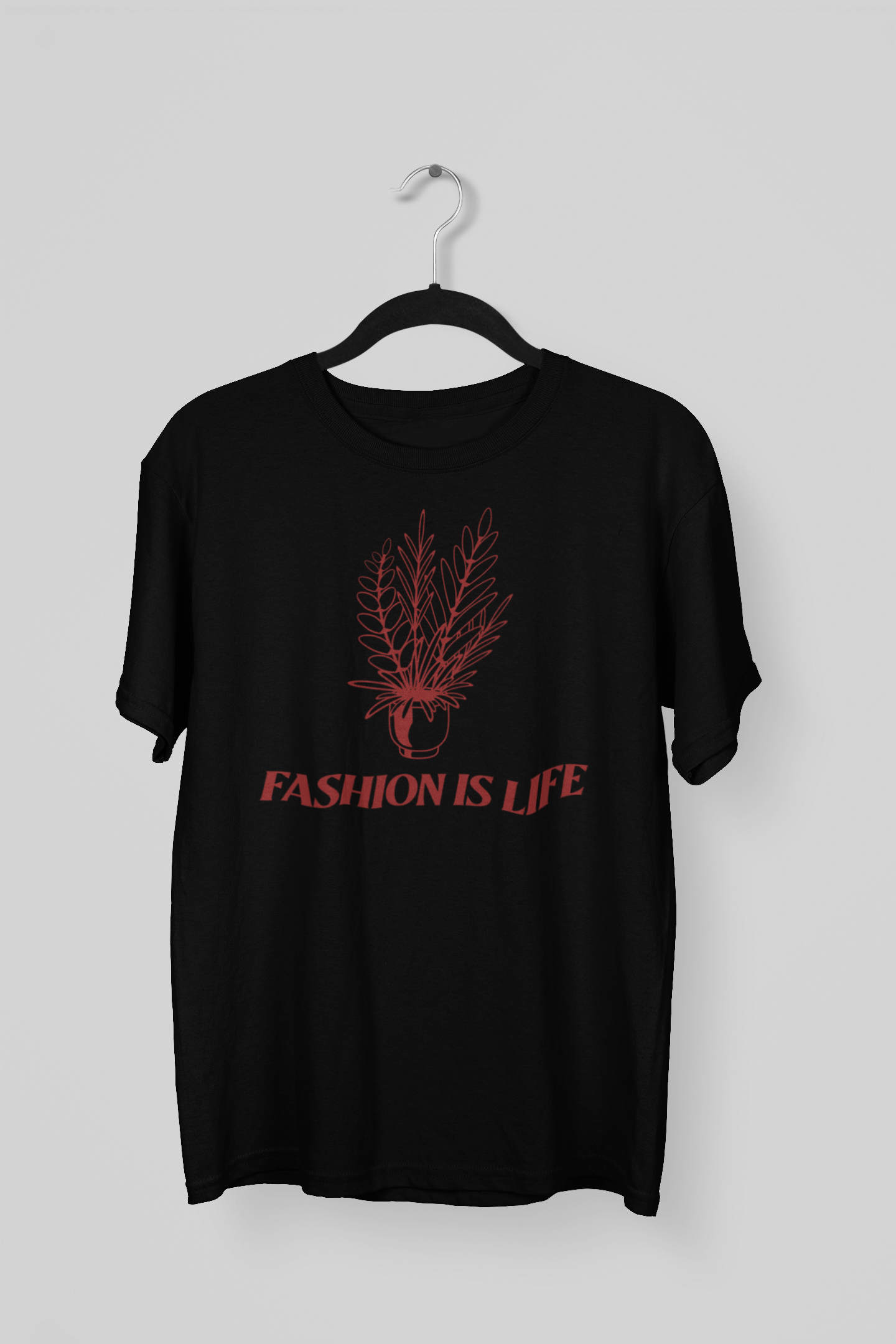 Black FASHION IS Life Style Regular T-Shirt
