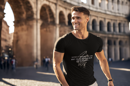 Black-HAPINESS-life-style-regular-t-shirt
